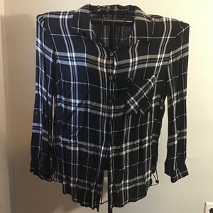 Faded Glory plaid button down - black